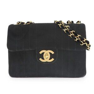 CHANEL Mademoiselle Chain Shoulder Bag Velor Black Vintage 90287512